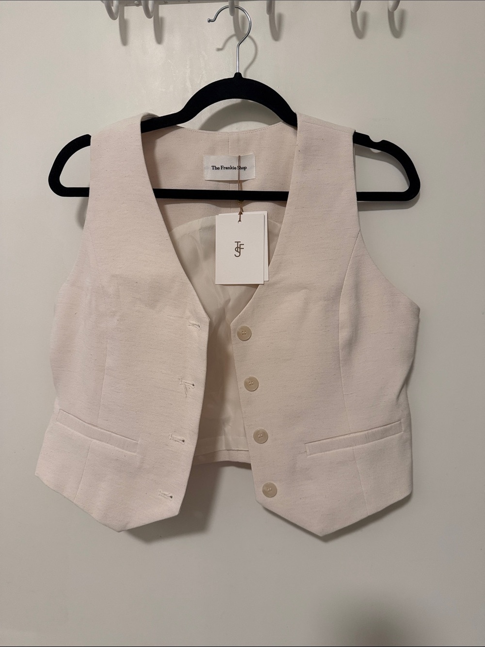 The Frankie Shop Soft Cream Buttoned Tailored Vest
